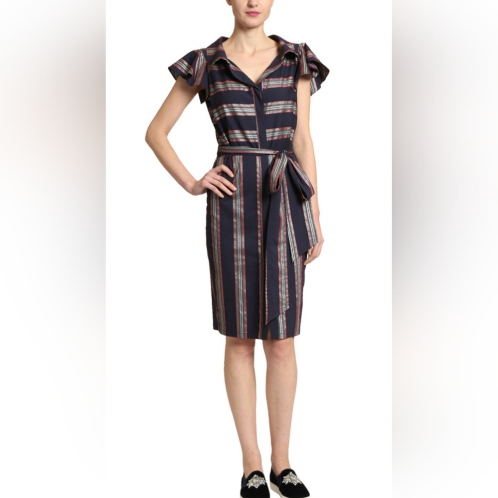 Badgley Mishka Stripe Button Down Dress, size 6